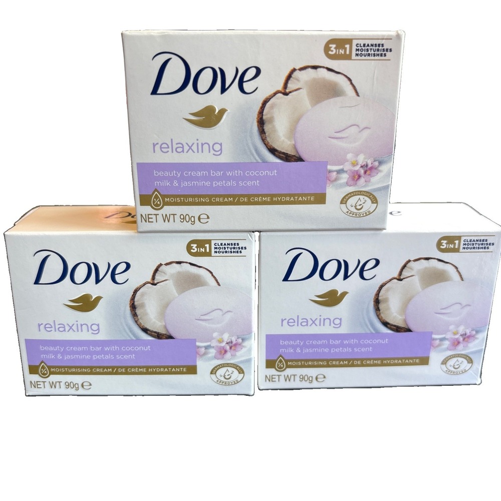 Dove Purely Pampering Beauty Bar Coconut Milk & Jasmine, 4oz (Pack of 3)